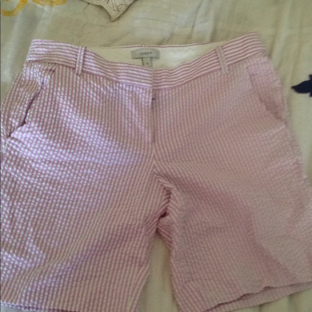 J. Crew Sz 4 Seersucker Striped Bermuda Shorts